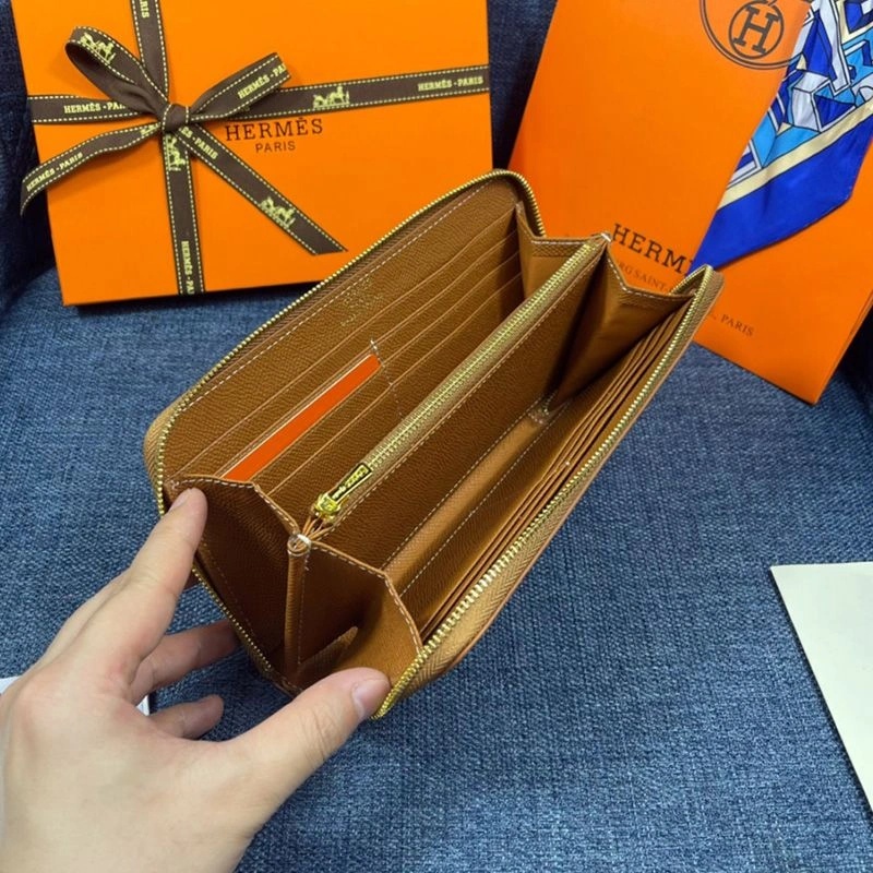 Hermes Azap Wallet Epsom Leather Gold Hardware In Brown - Image 3