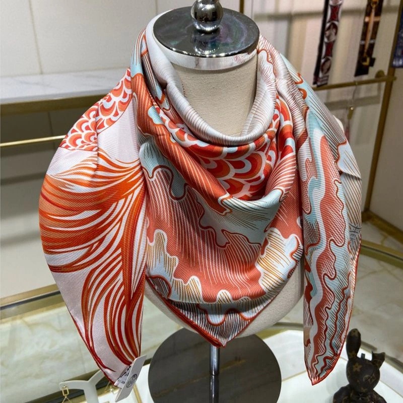 Hermes Cheval Sirene Double Face Scarf 90 In Orange - Image 4