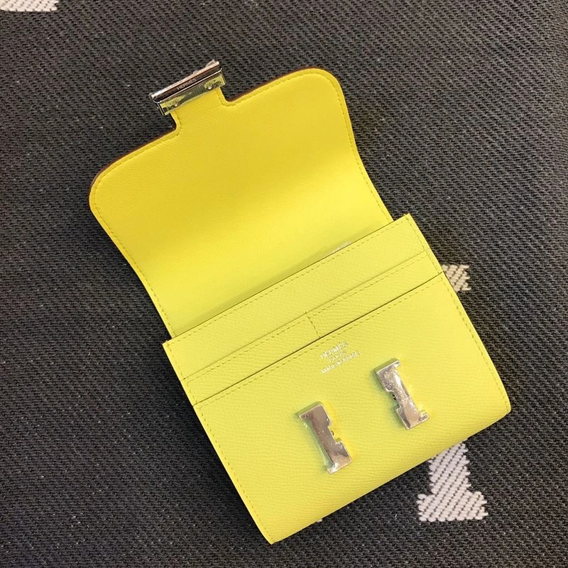Hermes Constance Compact Wallet Epsom Leather Palladium Hardware In Yellow - Image 3
