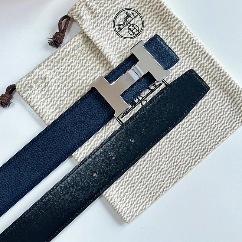 Hermes Constance H 38 Reversible Belt Leather In Blue Black - Image 3