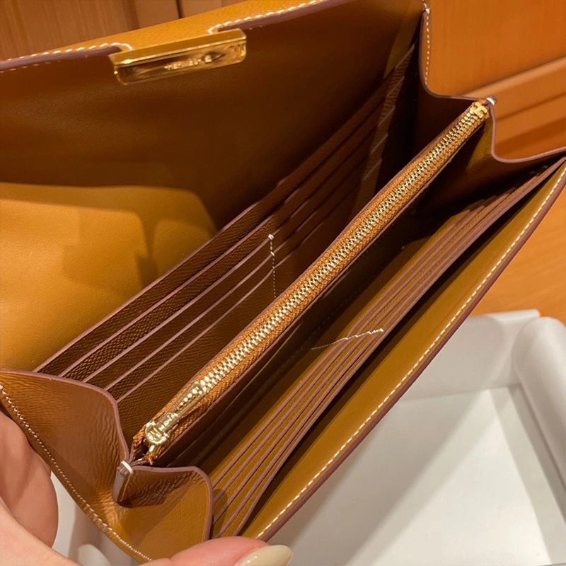 Hermes Constance Long Wallet Epsom Leather Gold Hardware In Brown - Image 4