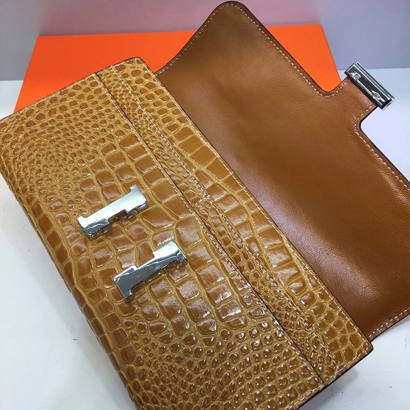 Hermes Constance Wallet Alligator Leather Palladium Hardware In Brown - Image 3