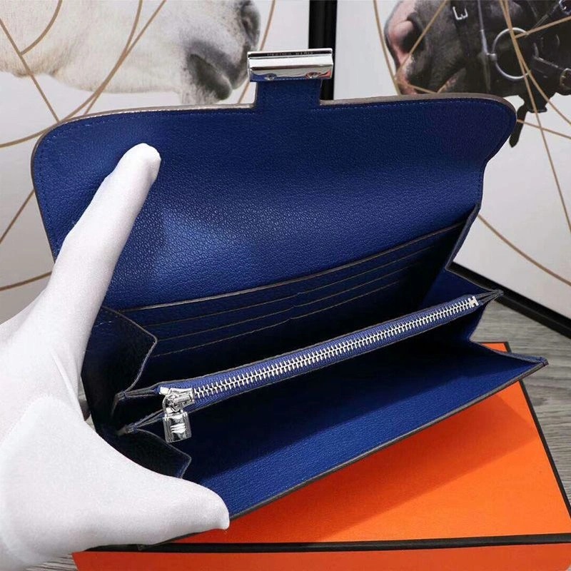 Hermes Constance Wallet Epsom Leather Palladium Hardware In Blue - Image 3