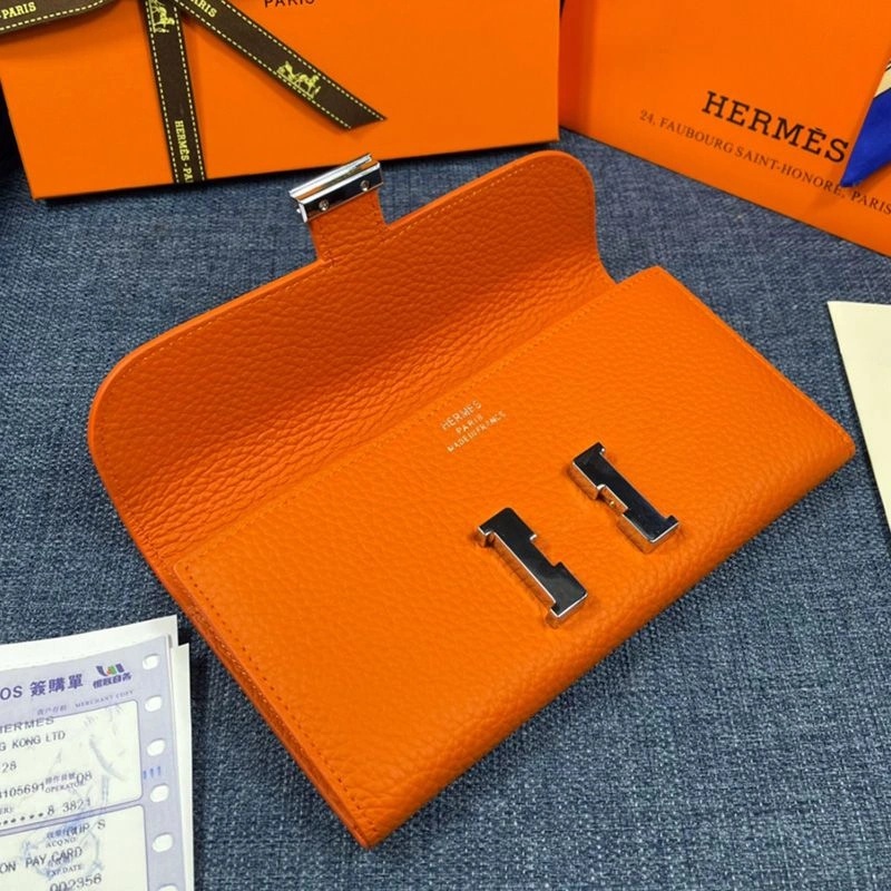 Hermes Constance Wallet Togo Leather Palladium Hardware In Orange - Image 3