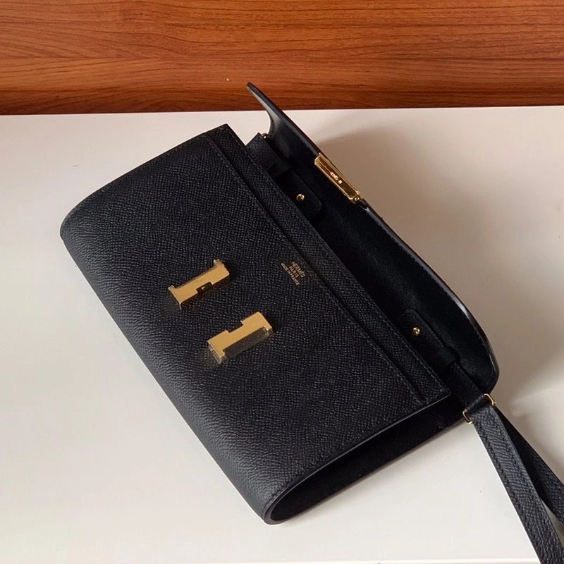 Hermes Constance To Go Wallet Epsom Leather Gold Hardware In Black - Image 3