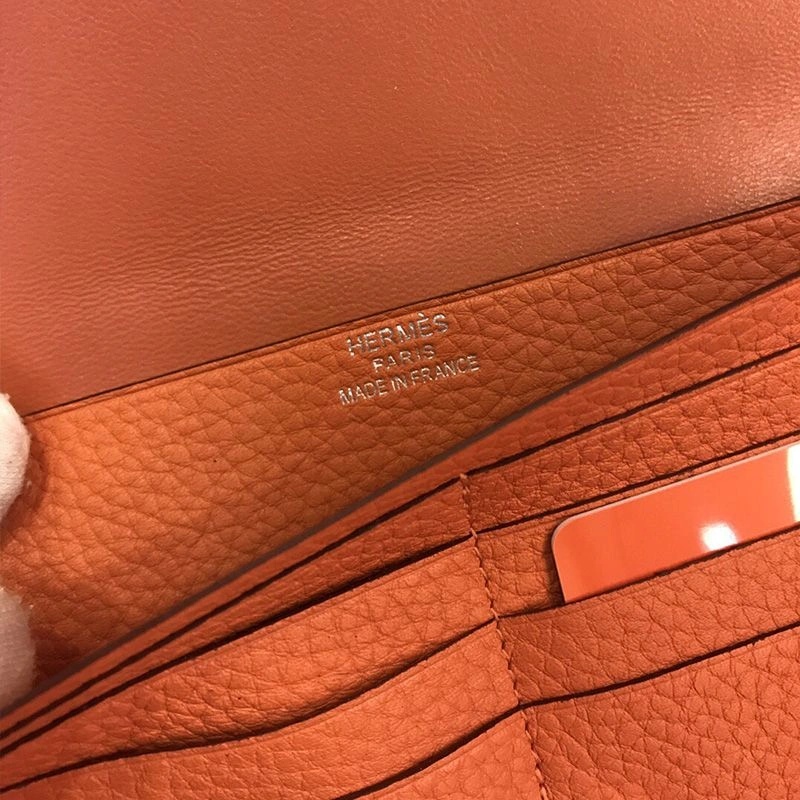 Hermes Dogon Long Wallet Togo Leather Palladium Hardware In Orange - Image 4