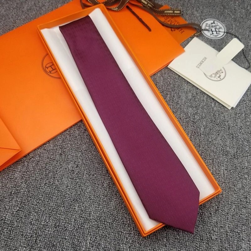 Hermes Faconnee H Bicolore Tie In Red - Image 3