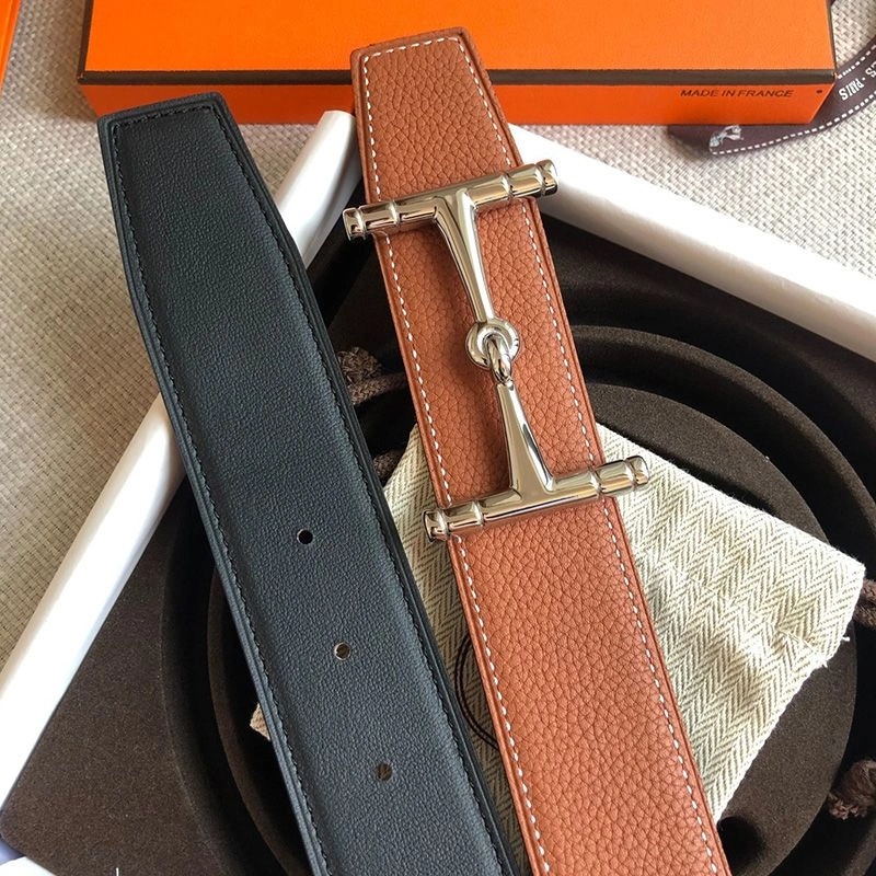 Hermes H Hippique Buckle 38MM Reversible Belt Togo Leather In Brown - Image 5