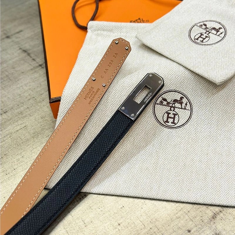 Hermes Kelly 18 Belt Espom Leather In Black Silver - Image 3