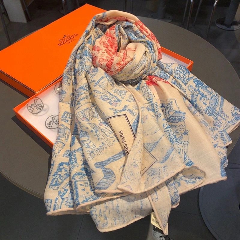 Hermes La Cite Cavaliere Shawl 140 In Grey - Image 3