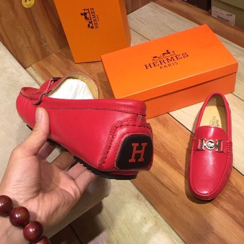 Hermes Loafers Men Togo Leather In Red - Image 4
