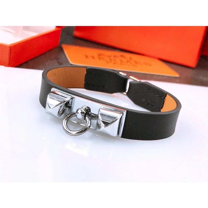 Hermes Micro Rivale Bracelets Swift Calfskin Silver Hardware - Image 7