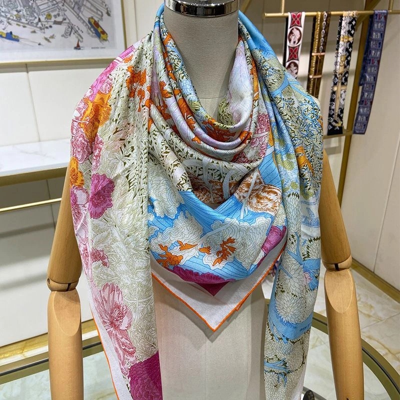 Hermes Retour A La Nature Shawl 140 In Orange - Image 3