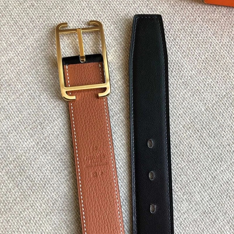 Hermes Society Buckle 32MM Reversible Belt Togo Leather In Brown - Image 4