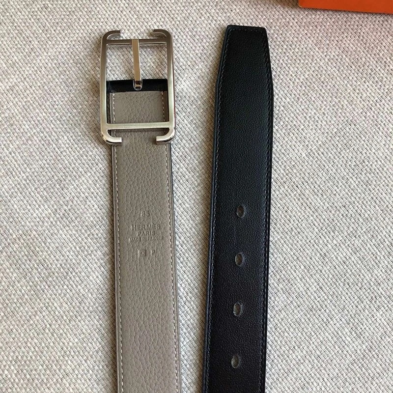 Hermes Society Buckle 32MM Reversible Belt Togo Leather In Grey - Image 4
