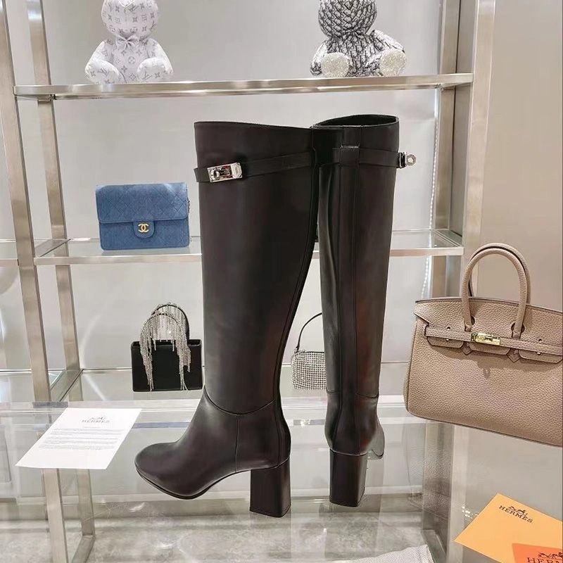 Hermes Story Shorter Boots Women Box Calfskin In Black - Image 3
