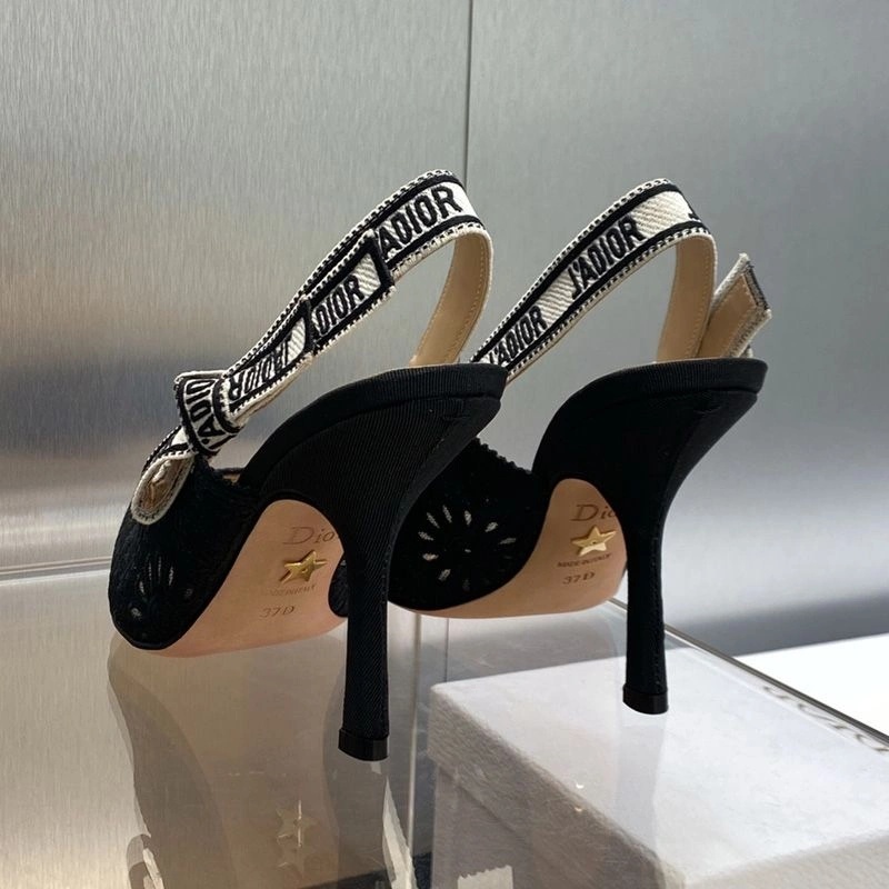 J'Adior Slingback Pumps Women Saint-Gall Floral Motif Mesh Black - Image 3