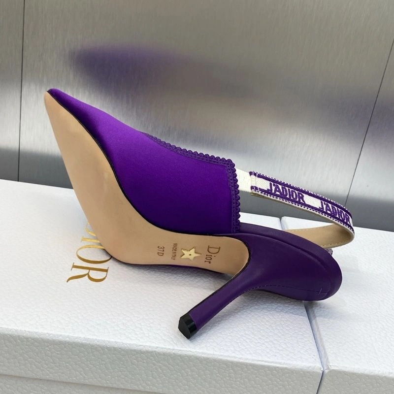 J'Adior Slingback Pumps Women Satin and Cotton Purple - Image 3