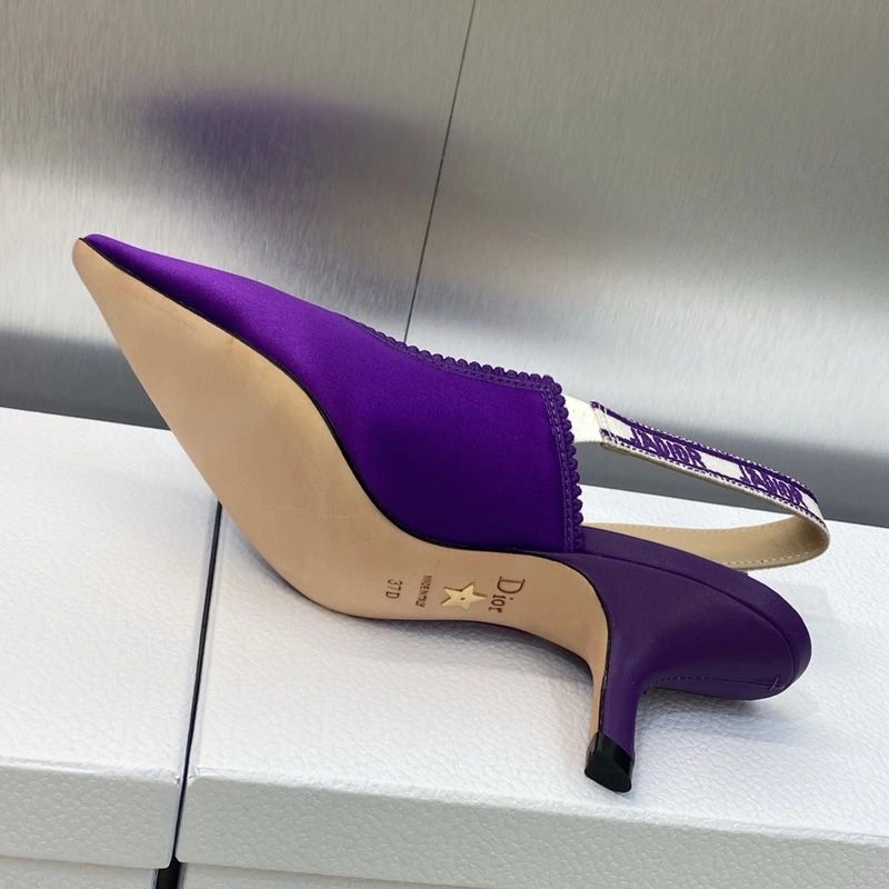 J'Adior Slingback Pumps Women Satin and Cotton Purple - Image 5