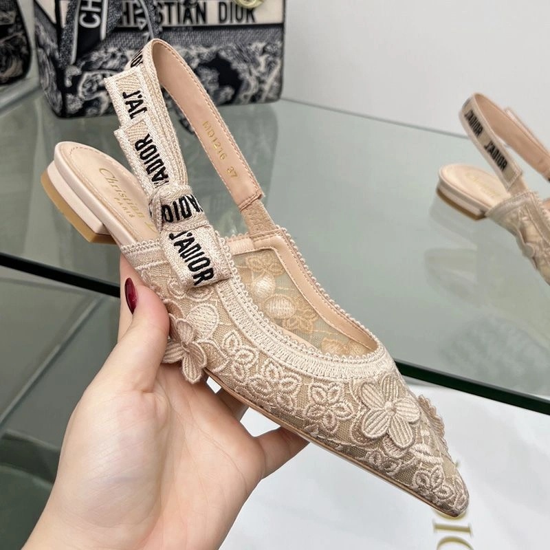 J'Adior Slingback Pumps Women 3D D-lace Motif Transparent Mesh Khaki - Image 6
