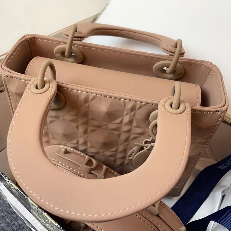 Small Lady Dior Bag Ultramatte Frosted Cannage Calfskin Apricot - Image 3