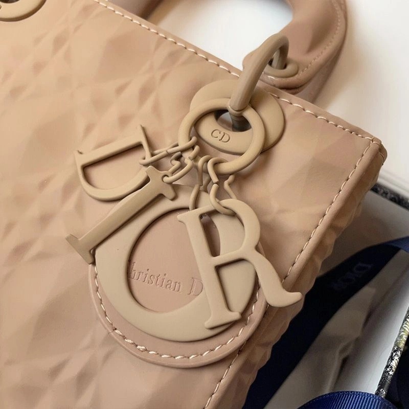 Small Lady Dior Bag Ultramatte Frosted Cannage Calfskin Apricot - Image 5