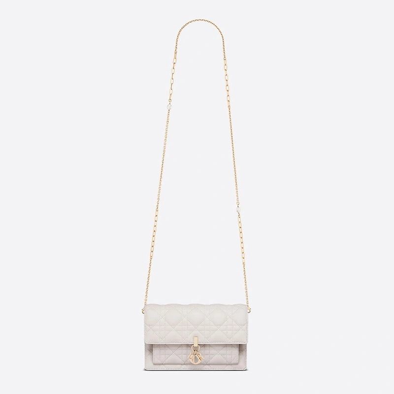 Lady Dior Chain Pouch Cannage Lambskin White - Image 5