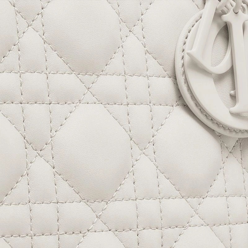 Medium Lady Dior Bag Ultramatte Cannage Calfskin White - Image 4