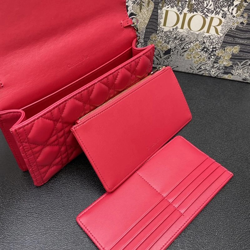 Lady Dior Pouch Emblematic Cannage Lambskin Red - Image 4