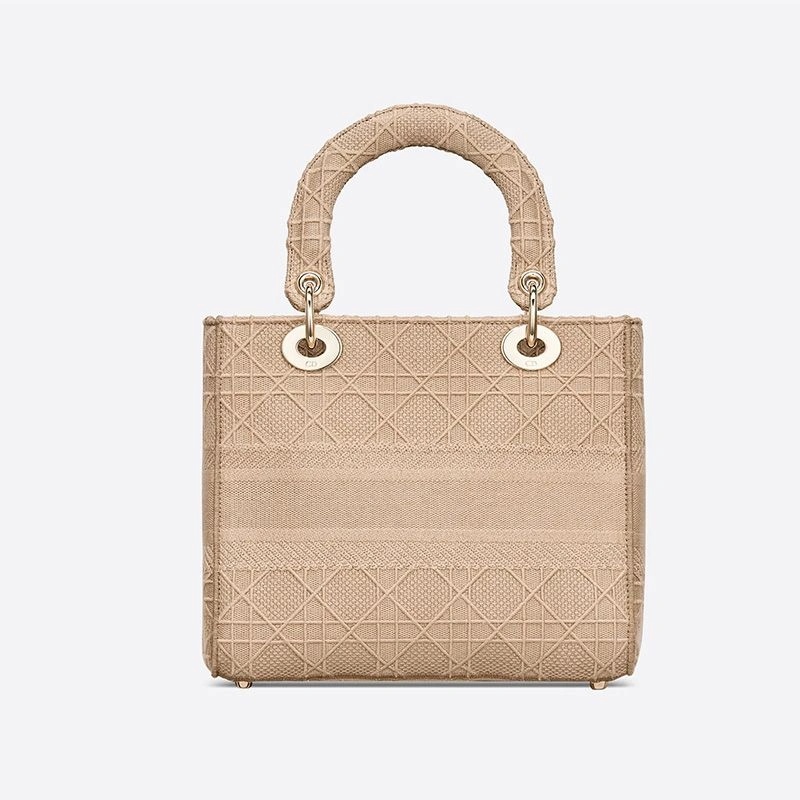 Medium Lady D-lite Bag Cannage Motif Canvas Beige - Image 3