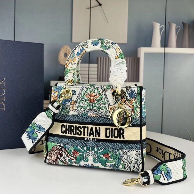 Medium Lady D-lite Bag Etoile de Voyage Motif Canvas Multicolor - Image 5