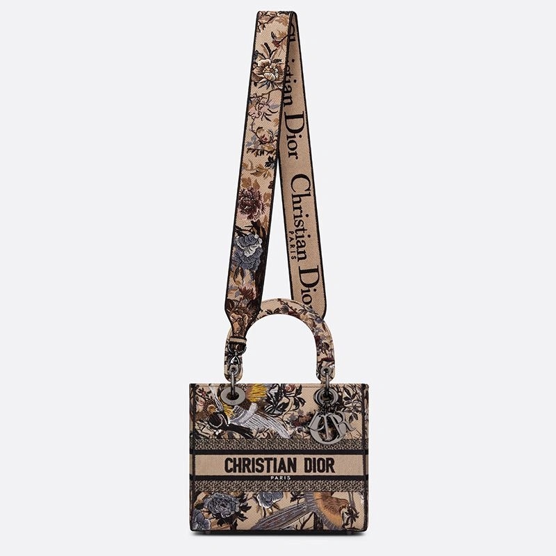 Medium Lady D-lite Bag Jardin d'Hiver Motif Canvas Beige - Image 5