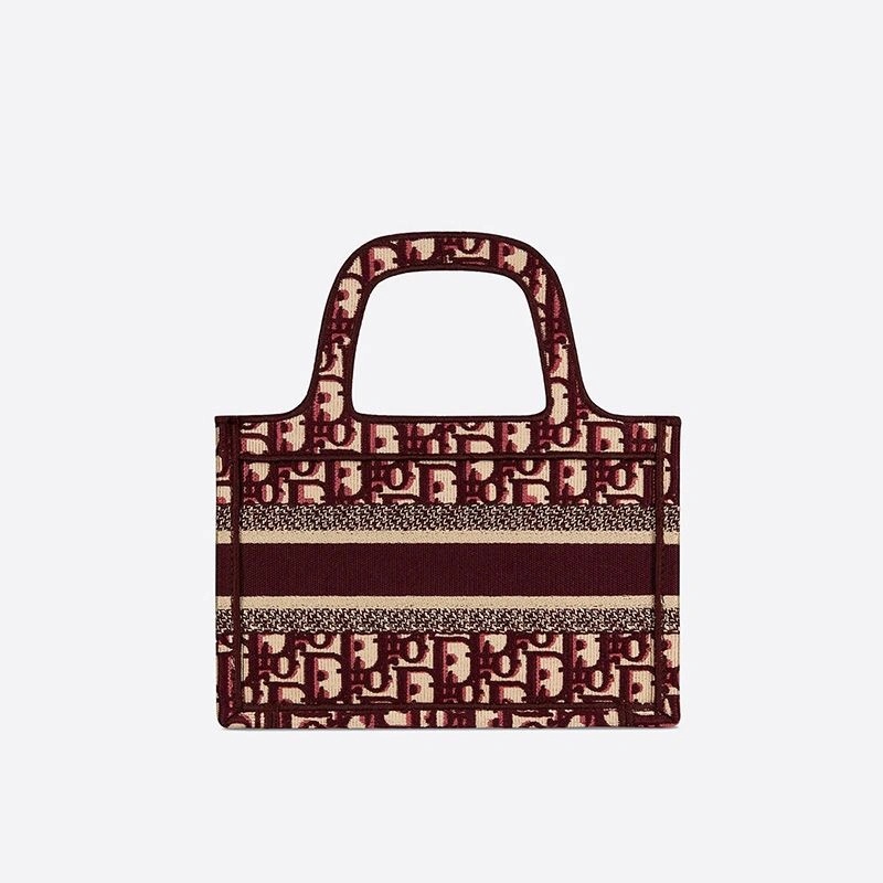 Mini Dior Book Tote Oblique Motif Canvas Burgundy - Image 3
