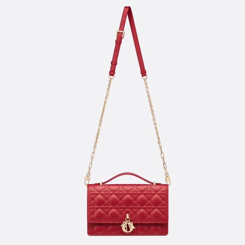 Small Miss Dior Top Handle Bag Cannage Lambskin Red - Image 5