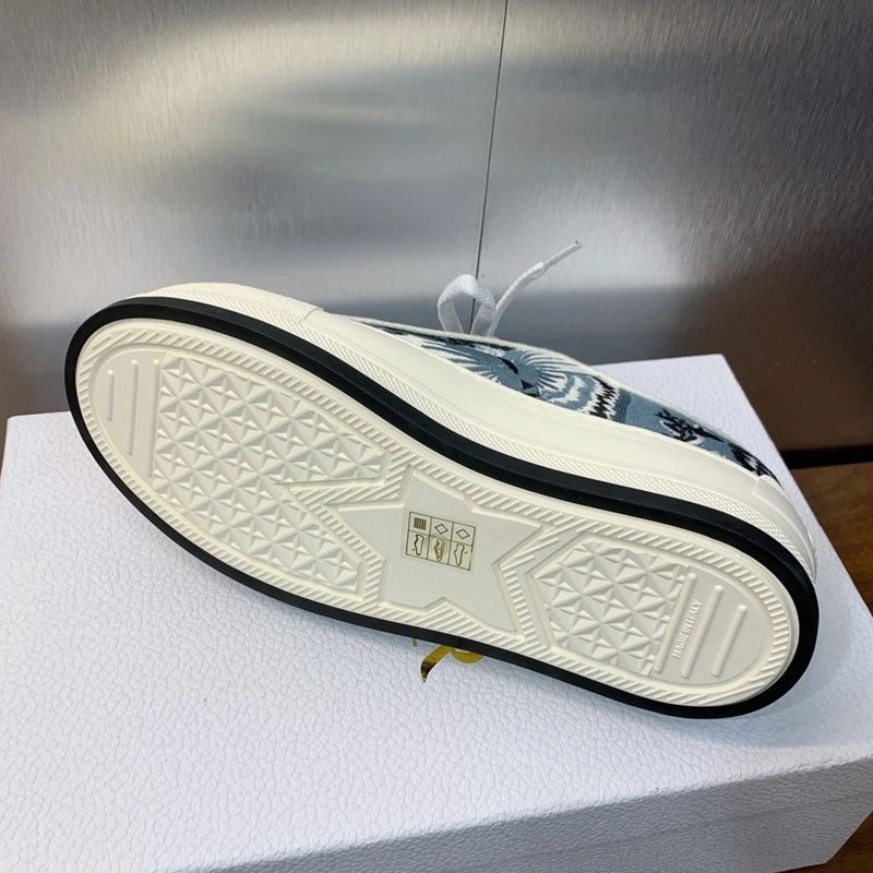 Walk'n'Dior Platform Sneakers Unisex Butterfly Bandana Motif Canvas Blue - Image 4