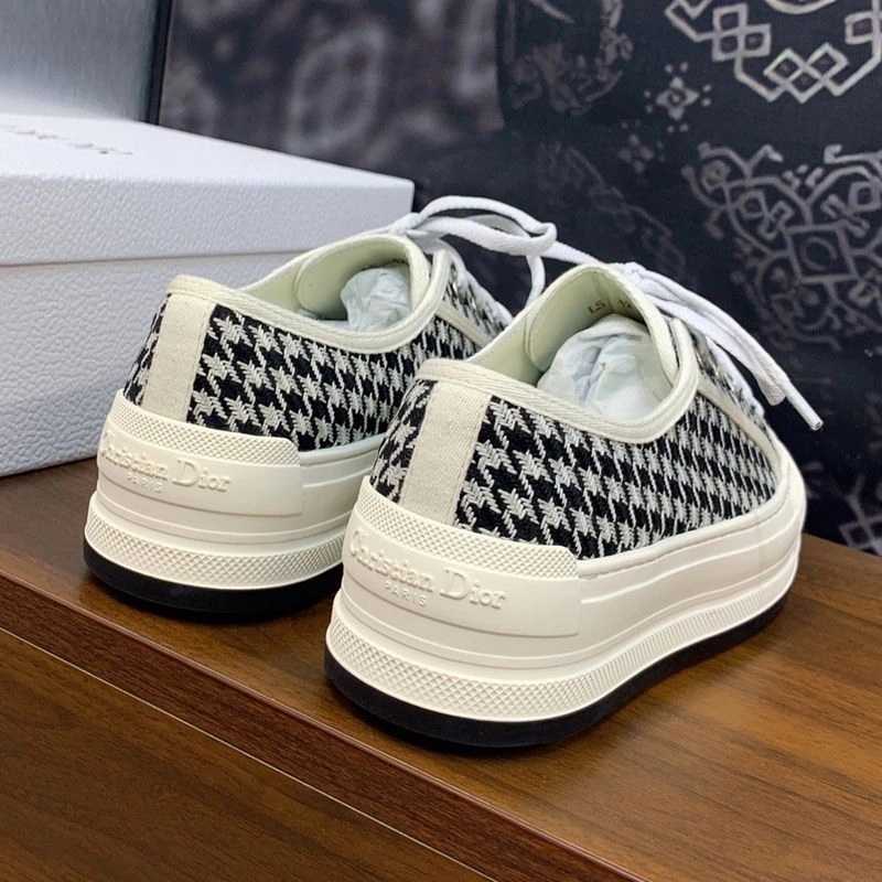 Walk'n'Dior Platform Sneakers Unisex Micro Houndstooth Motif Canvas Black - Image 3