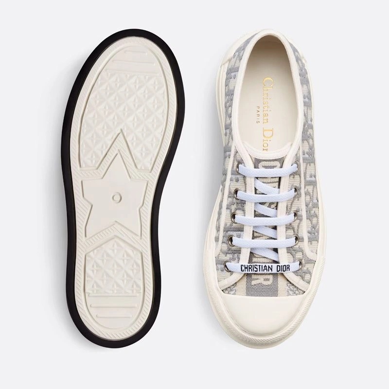 Walk'N'Dior Platform Sneakers Unisex Oblique Motif Canvas Grey - Image 4