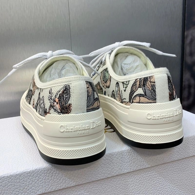 Walk'n'Dior Platform Sneakers Unisex Toile de Jouy Mexico Motif Canvas White Green - Image 3